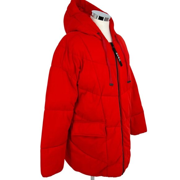 Avec Les Filles Hooded Puffer Coat Jacket Orange Size Large - Picture 4 of 11